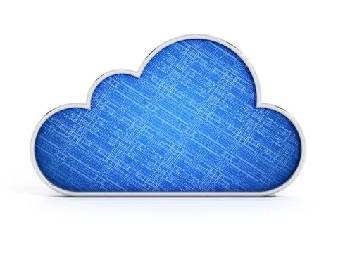 Cloud shape with blue circuit texture. 3D illustration Cloud shape with bl... Stockfoto's