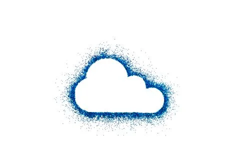 Cloud shape on blue glitter isolated on white background Stock Photos