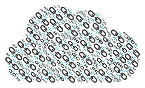 Cloud Shape of Break Chain Link Icons 스톡 일러스트