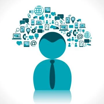 Cloud shape design by business icon above the businessman head concept vector Ilustração Stock