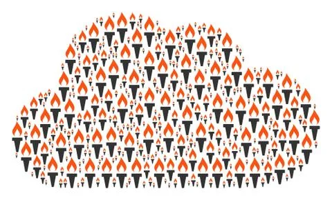 Cloud Shape of Fire Torch Icons Stock Illustration