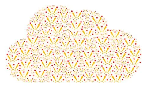 Cloud Shape of Fireworks Explosion Icons Stock Illustration
