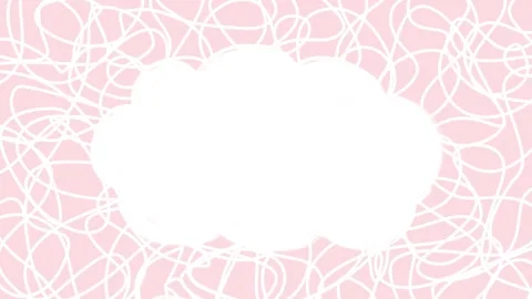 Cloud shape frame on pink background with scribble lines looped animation Stock Footage 342177848