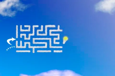 Cloud shape of labyrinth or maze start Stock Illustration