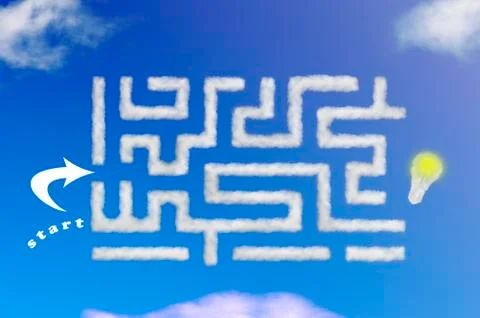 Cloud shape of labyrinth or maze Stock Illustration