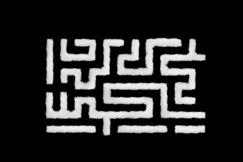 Cloud shape of labyrinth or maze on black background. Perfect for composition Stock Illustration