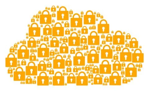 Cloud Shape of Lock Icons Stock Illustration