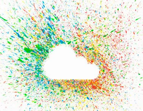 Cloud shape over background with colorful splashes Stock Photos