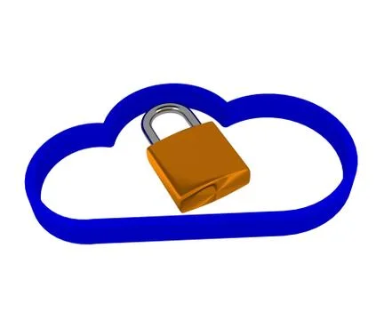 Cloud shape with a padlock Stock Illustration