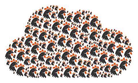 Cloud Shape of Rooster Head Icons Stock Illustration