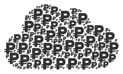 Cloud Shape of Rouble Icons 스톡 일러스트