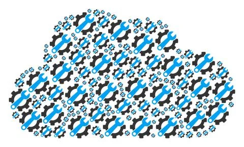 Cloud Shape of Service Tools Icons Illustrazione stock