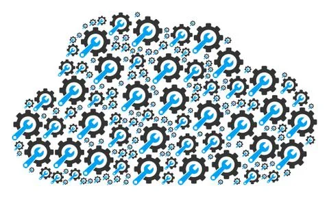 Cloud Shape of Service Tools Icons イラスト素材