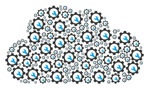 Cloud Shape of Service Tools Icons Stock Illustration