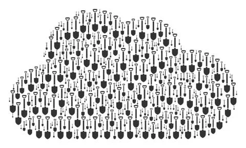 Cloud Shape of Shovel Icons 库存插图