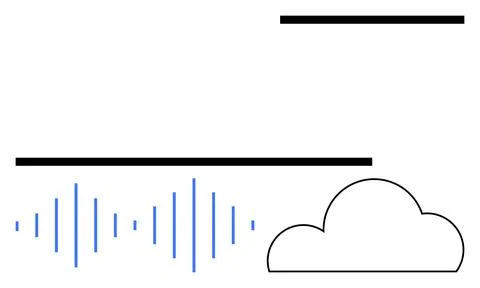 Cloud shape, soundwave lines, black horizontal lines evoke digital storage, a Stock Illustration