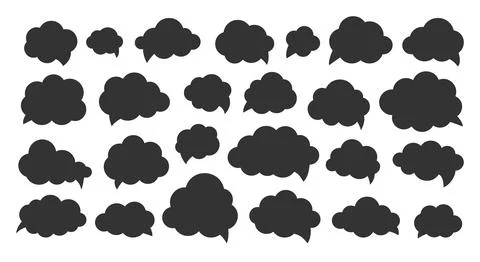 Cloud shape speech bubble chat talk comic icon set Illustrazione stock