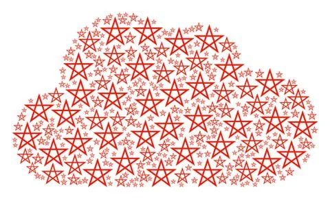 Cloud Shape of Star Pentagram Icons Stock Illustration
