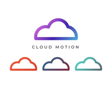 Cloud Shape Stroke Line Gradient Logo Design Vector Template with Different イラスト素材