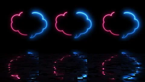 Cloud shape text msg icon animation reflective black bg. Chatting messaging.. 스톡 일러스트