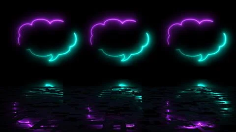 Cloud shape text msg icon animation reflective black bg. Chatting messaging.. 스톡 일러스트