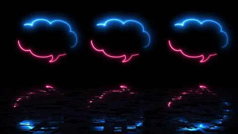 Cloud shape text msg icon animation reflective black bg. Chatting messaging.. Stockillustratie