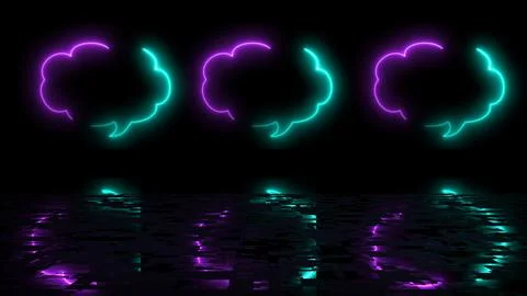 Cloud shape text msg icon animation reflective black bg. Chatting messaging.. 스톡 일러스트