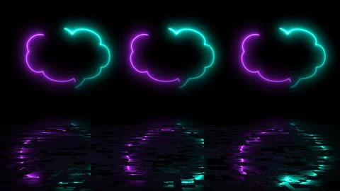 Cloud shape text msg icon animation reflective black bg. Chatting messaging.. 스톡 일러스트