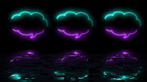 Cloud shape text msg icon animation reflective black bg. Chatting messaging.. 스톡 일러스트