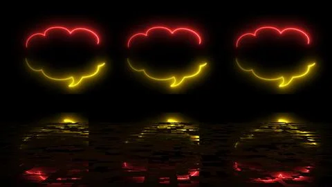 Cloud shape text msg icon animation reflective black bg. Chatting messaging.. Stockillustratie
