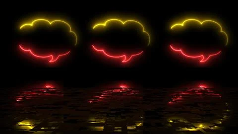 Cloud shape text msg icon animation reflective black bg. Chatting messaging.. Stock Illustration