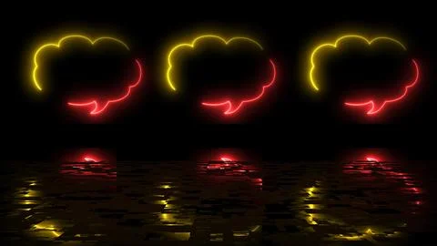 Cloud shape text msg icon animation reflective black bg. Chatting messaging.. Stock Illustration