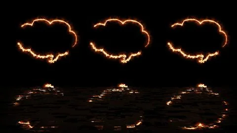 Cloud shape text msg icon animation reflective black bg. Chatting messaging.. Stock Illustration