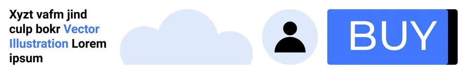 Cloud Shape, User Profile Icon, and Blue Buy Button for Web and Mobile Inte.. Stockillustratie