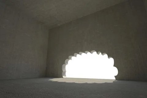 Cloud shaped door in dark room 스톡 일러스트