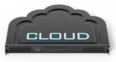 Cloud shaped network server rack. 3D illustration 스톡 일러스트
