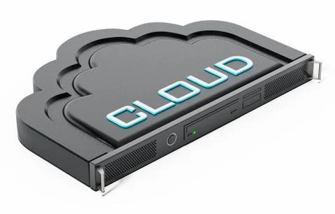 Cloud shaped network server rack. 3D illustration Stock Illustration