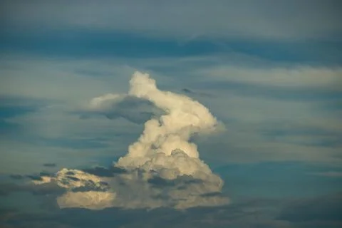 Cloud shaped like a rabbit with white and blue sky Foto stock