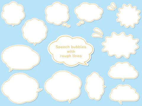 Cloud-shaped speech bubble set drawn with rough lines. Stock Illustration