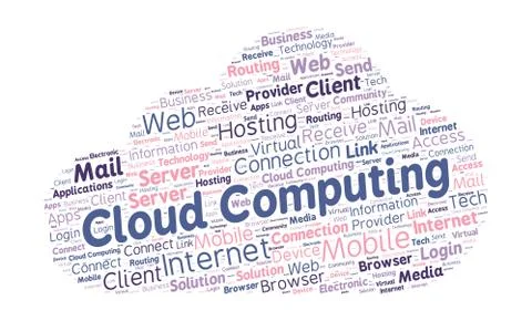 Cloud Shaped Word Cloud - Cloud Computing Concept Stockillustratie