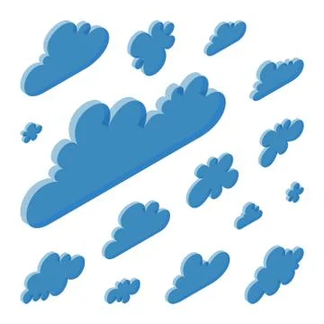 Cloud shapes collection. 3d vector illustration Stock Illustration