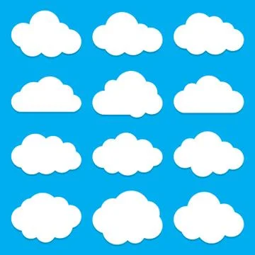 Cloud Shapes collection. Set of Flat Cloud Icons. Stock Illustration