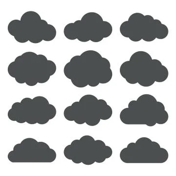 Cloud Shapes collection. Set of Flat Cloud Icons. Stock Illustration