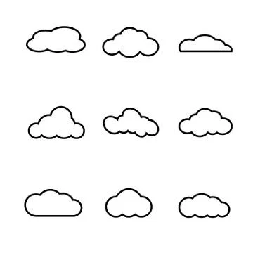Cloud shapes collection on a white background イラスト素材