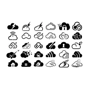 Cloud shapes design vector set. Data technology icons pack 스톡 일러스트