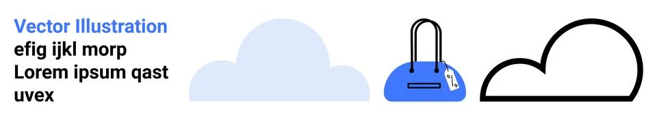 Cloud shapes, desktop accessory, and text blocks. Ideal for technology, desig イラスト素材