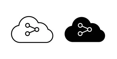 Cloud share icon symbol, outline icons Illustrazione stock