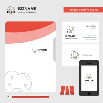 Cloud sharing  Business Logo, File Cover Visiting Card and Mobile App Design. 스톡 일러스트