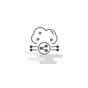 Cloud sharing  Web Icon. Flat Line Filled Gray Icon Vector 스톡 일러스트
