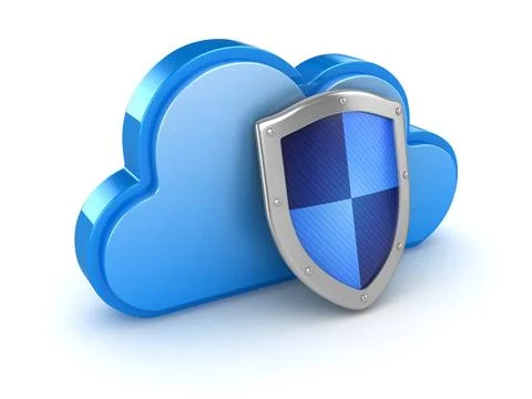 Cloud with shield Cloud with shield , This is a 3d rendered computer gener... Foto stock